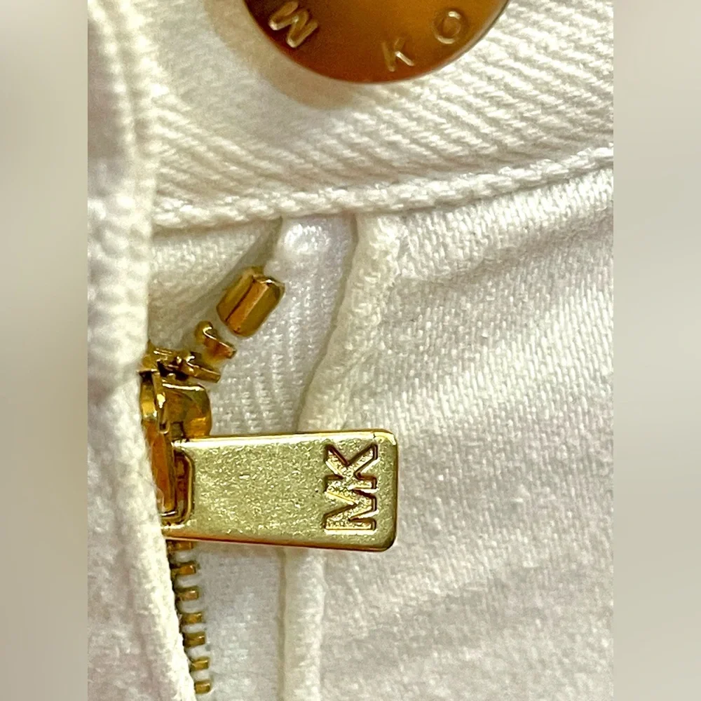 Made in Italy Y2K white ankle jeans gold hardware Michael Kors size 0 collection - Picture 8 of 14